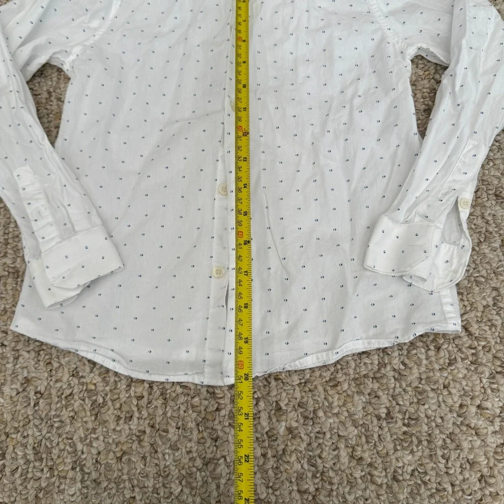 Zara Shirt Boys Sz 8‎ Printed Button Up Shirt White formal